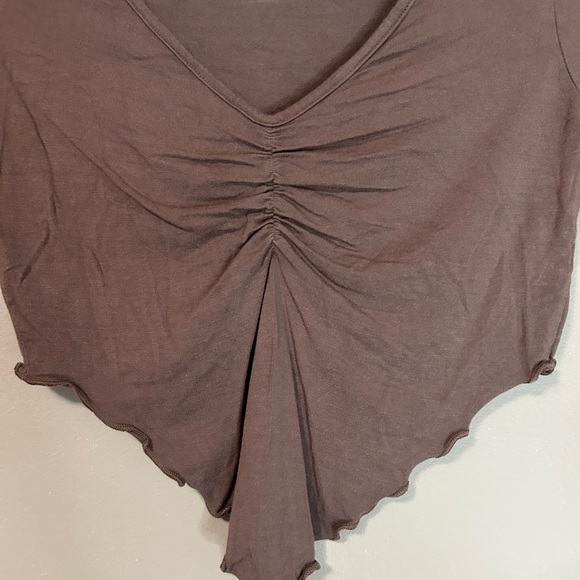 Forever 21 Brown Ruched Crop Blouse, Size M - Picture 2 of 6